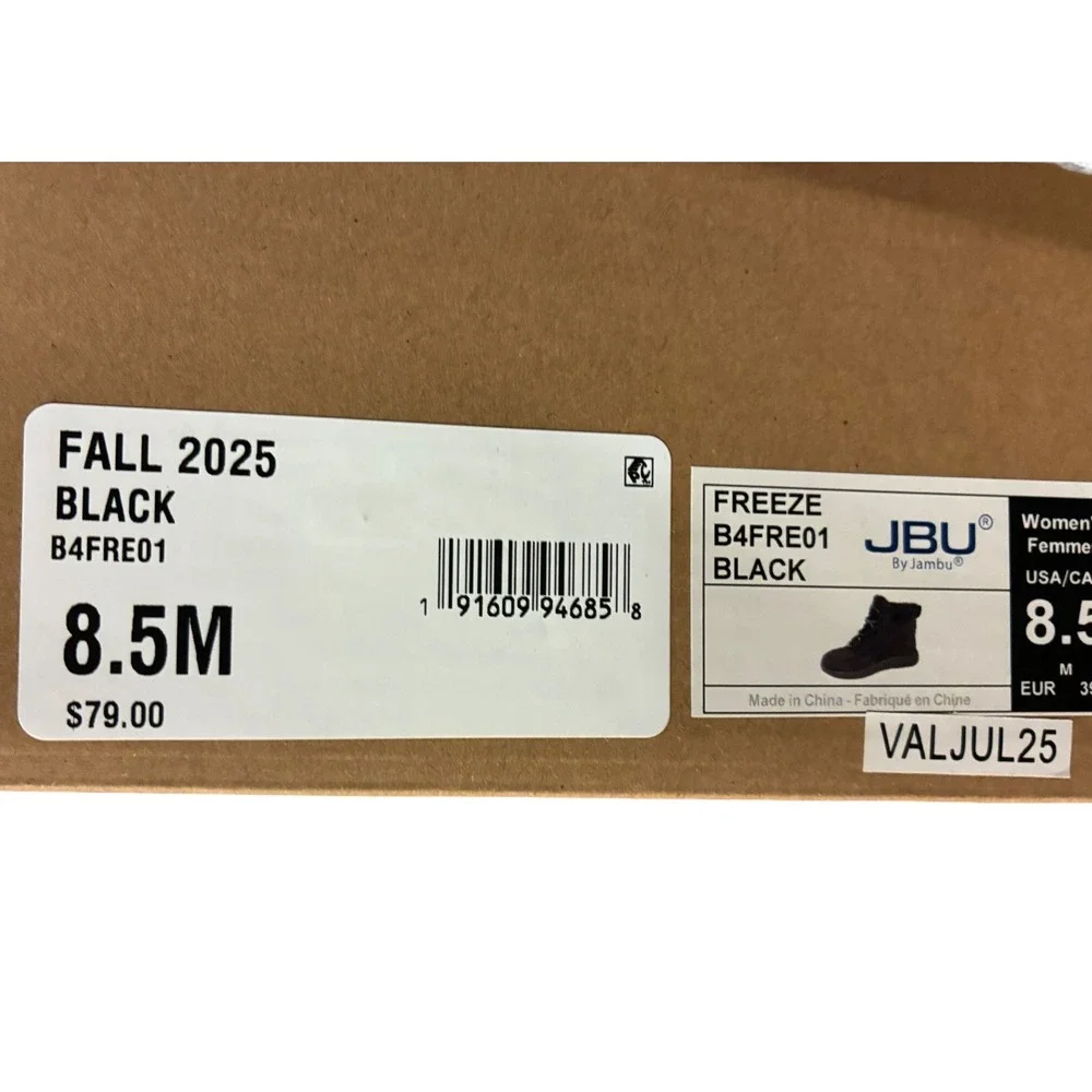 JBU Jambu Freeze Black FauxShearling LaceUp Booties Lightweight Traction 8.5M‎